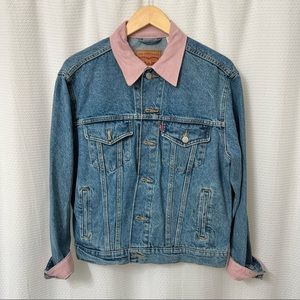 Levi Ex-boyfriend Trucker Denim Jacket - Pink Cord Collar